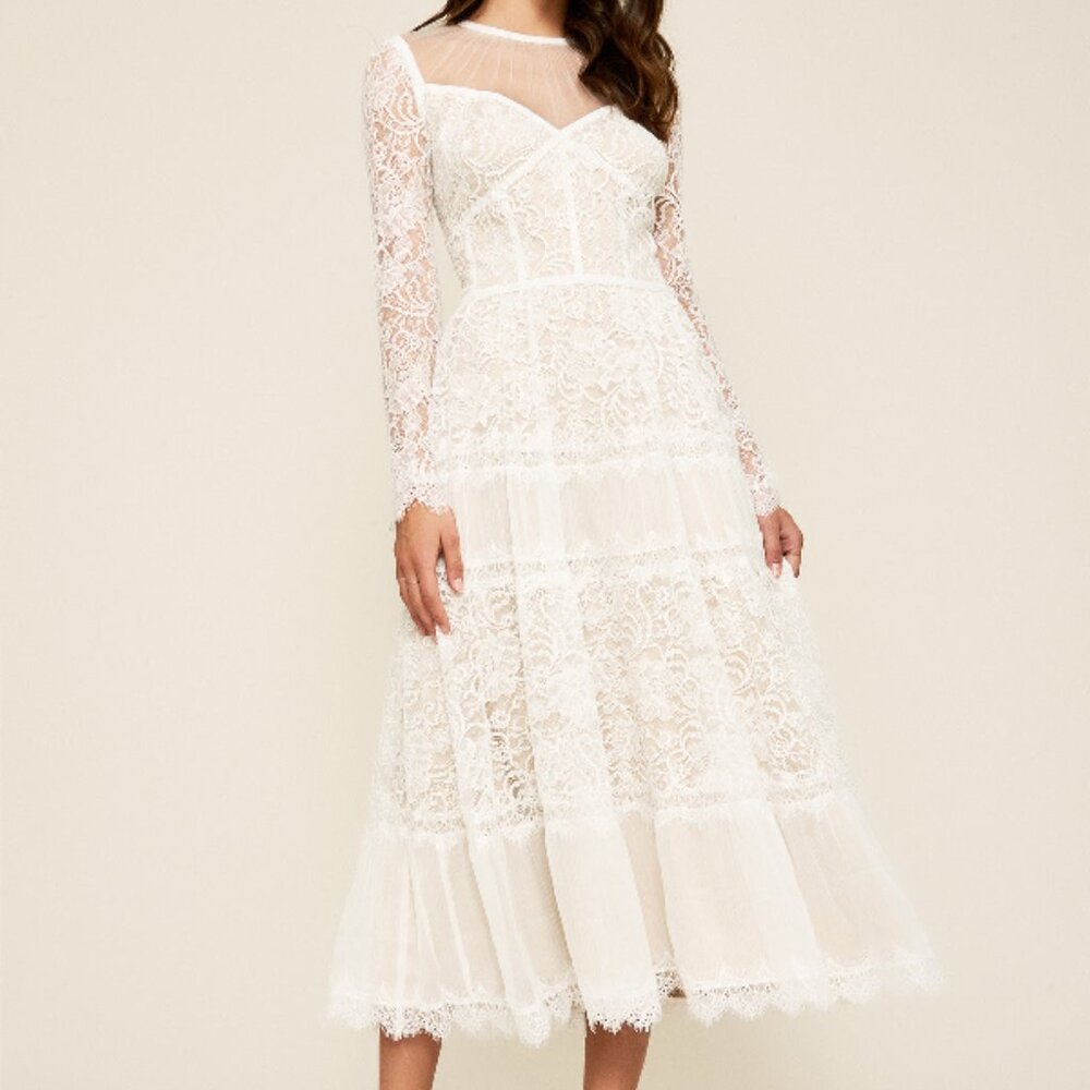 Tadashi Shoji - Tatiana Long-sleeve Tea-length Lace Dress
